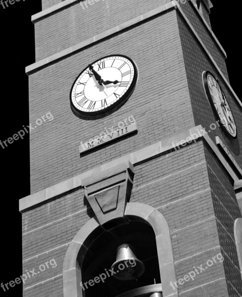 Clock Black And White B W Time Clock Tower