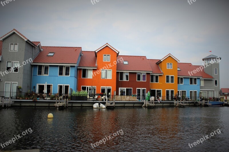 Houses Color Water Netherlands Groningen