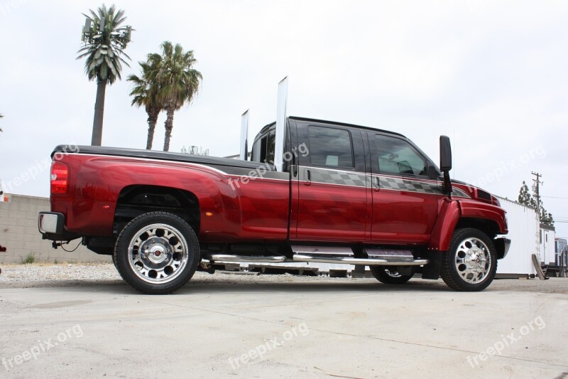 Truck Pipes Red Custom Big Rig