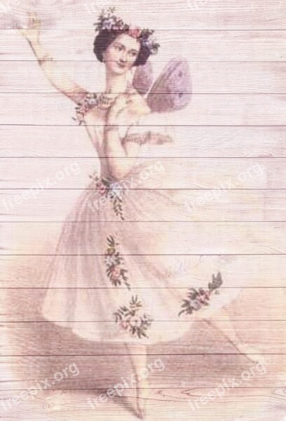 On Wood Vintage Shabby Chic Ballerina Playful