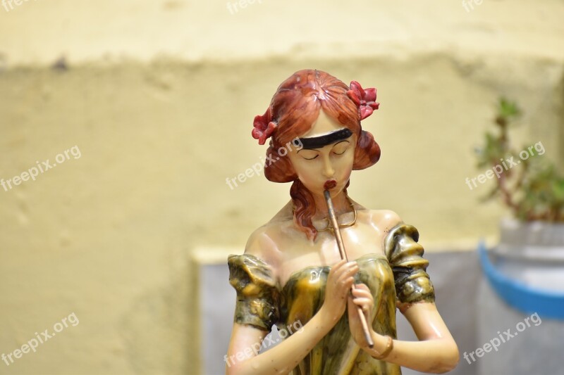 Pied Piper Woman Statue Red Hair Free Photos