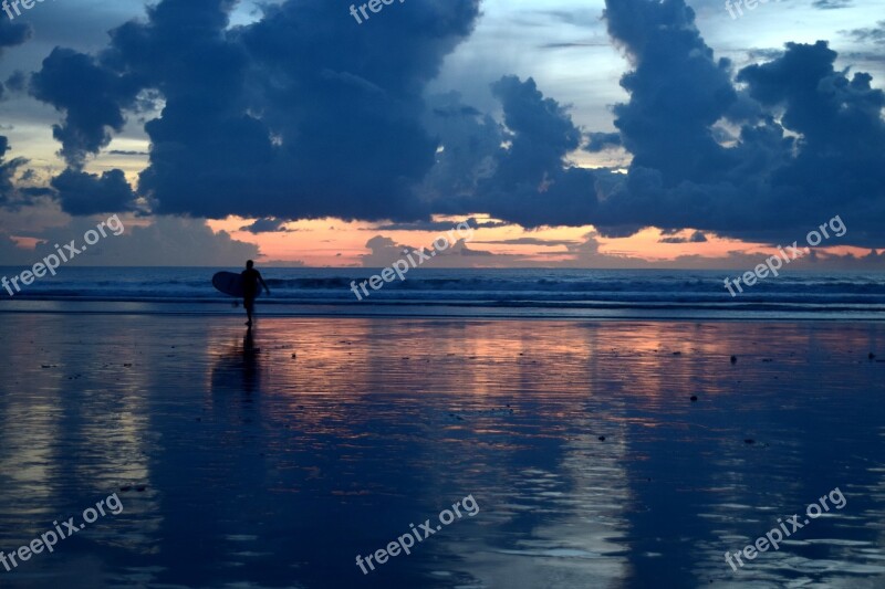 Sunset Beach Bali Surfing Free Photos