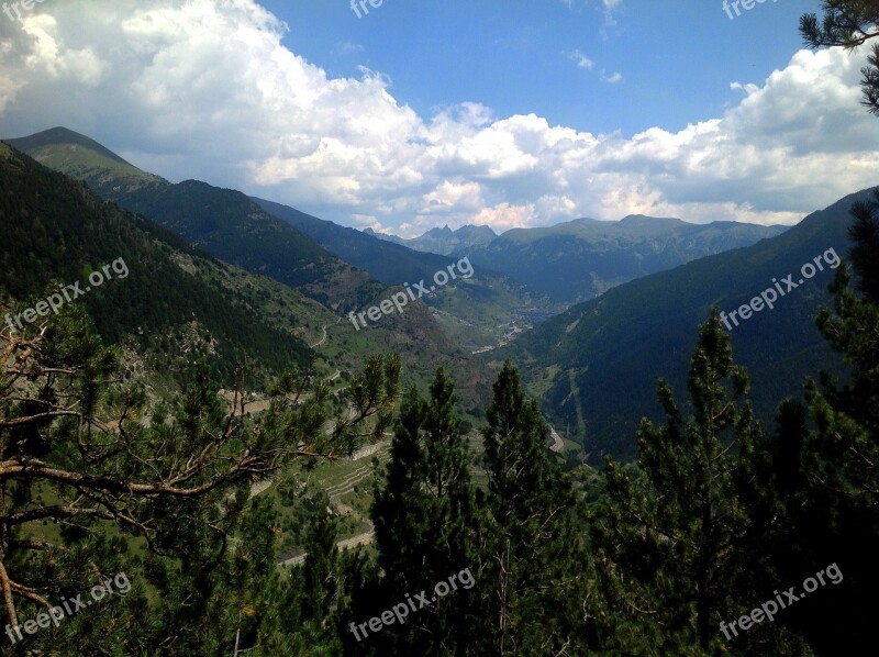 Pyrenees Andorra Mountains Pines Summer