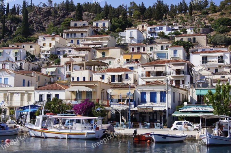 Greece Island Poros Boats Summer