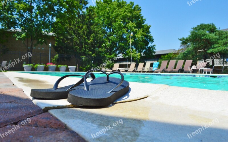 Flip Flops Pool Summer Pool Side Vacation