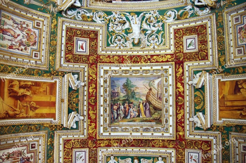 Italy Rome Vatican Museum Ceiling