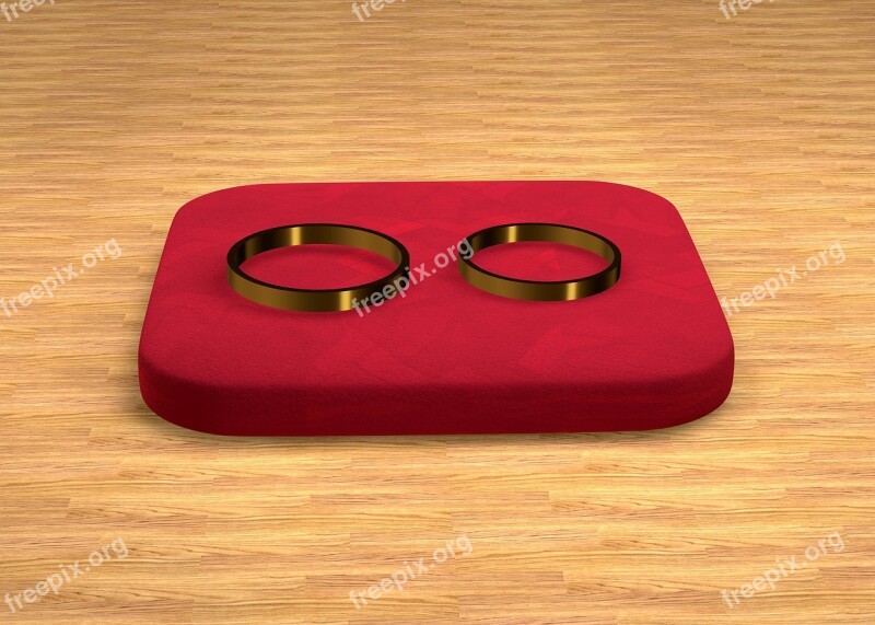 Rings Pillow Gold Symbol Love