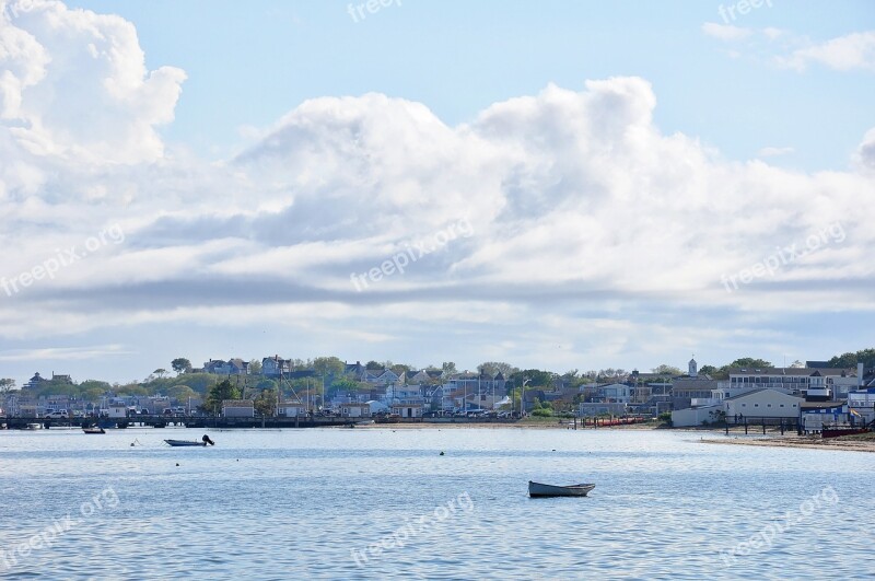 Provincetown Harbor Clouds Boat Water