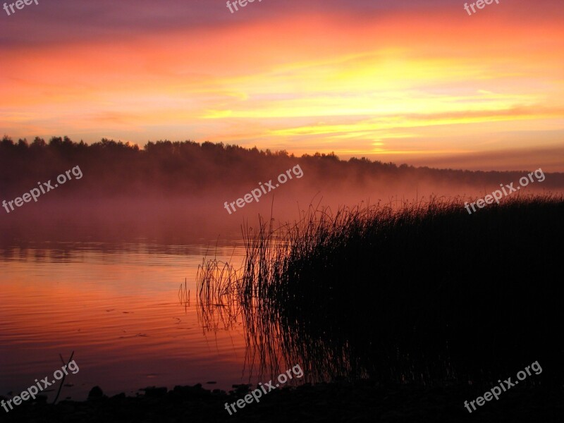 Sunrise River Backwater Quiet River Sky