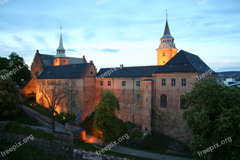 Akershus Fortress At Night Norway Akershus Fortress