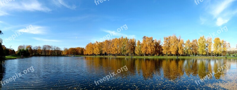 Autumn Sky Blue Sky Landscape Golden Autumn