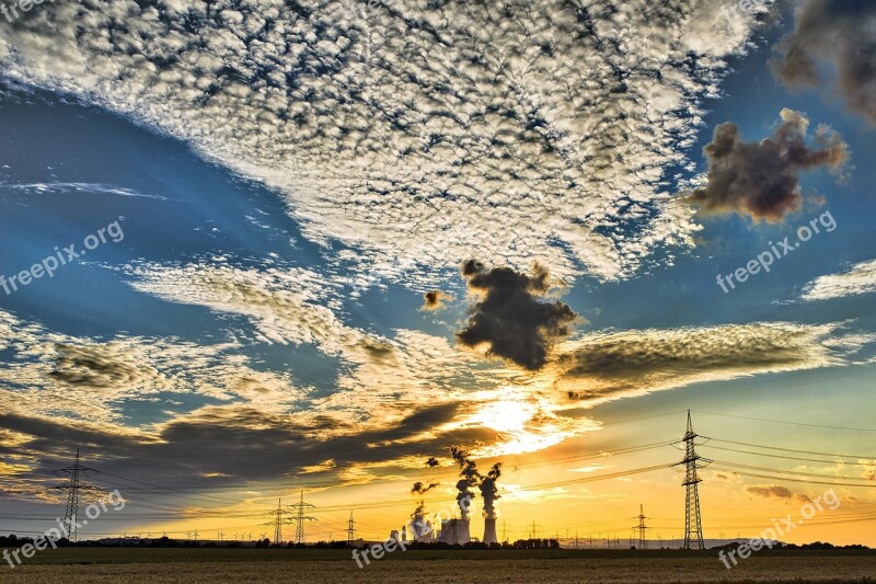 Sky Clouds Landscape Sun Evening Sky