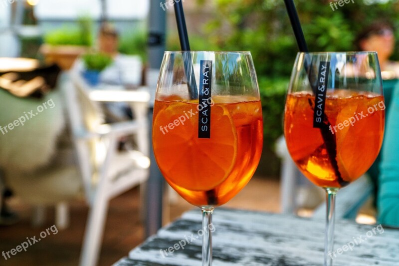 Aperol Spritz Orange Glass Alcohol Cocktail Glass