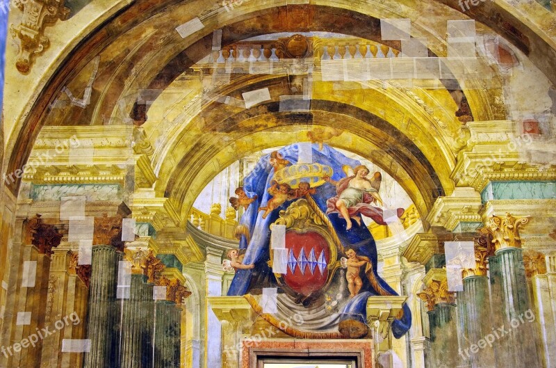 Italy Sorrnte Church Fresco Trompe-l'oeil