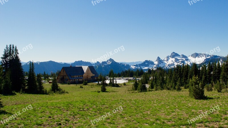 Mountains Lodge Landscape Travel Hut