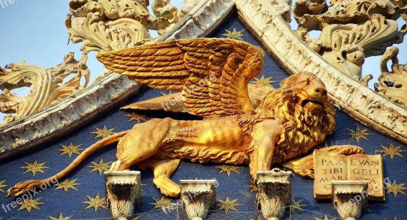 Winged Lion Venice St Mark's Basilica Gold Dom