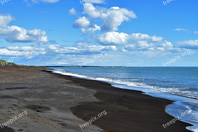 Black Beach Ocean Summer Sea