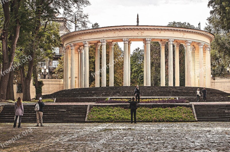 Columns People Stairs Park Dnieper