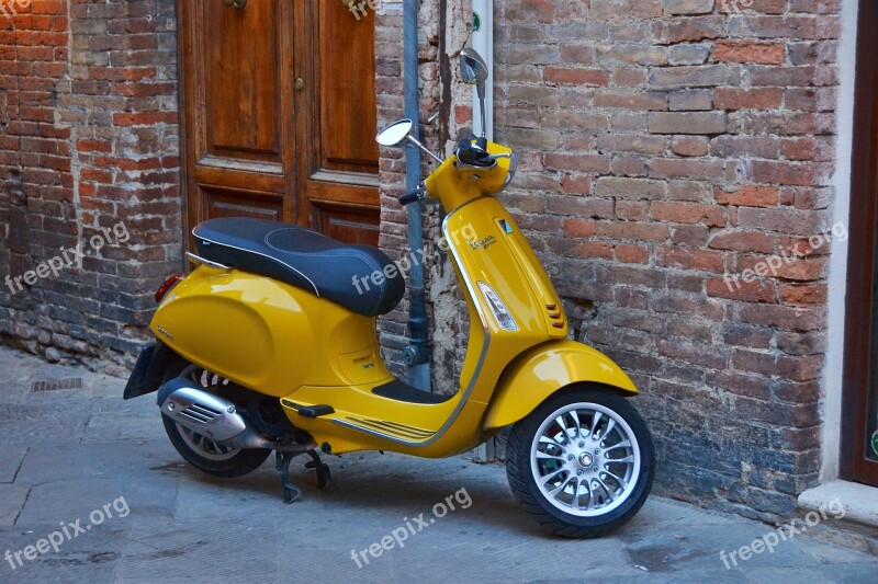 Vespa Motorcycle Vespa Transport Yellow Vehicle