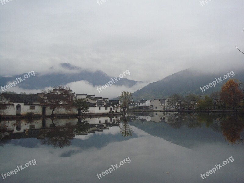 Huangshan Hongcun Village Landscape Painting Free Photos