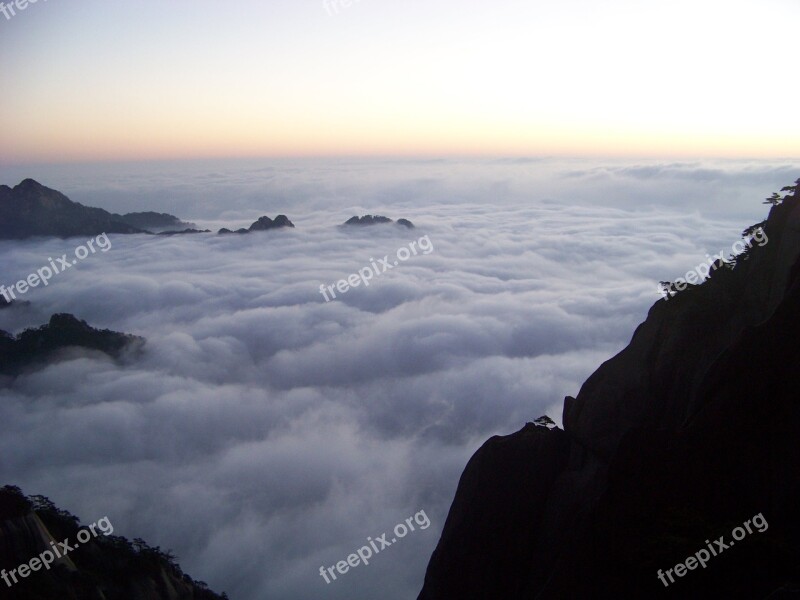 Huangshan Clouds Sunrise Free Photos