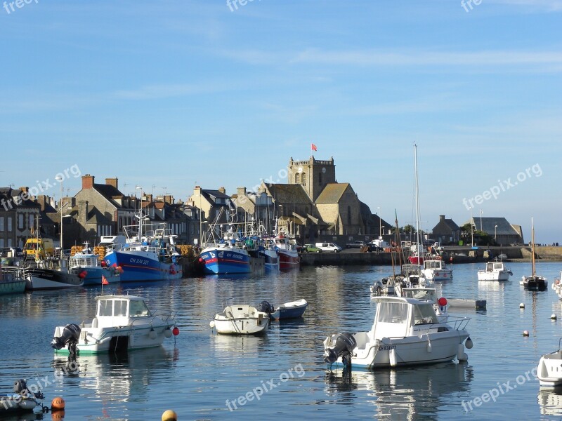 Honfleur Boats Landscape Sea Horizon