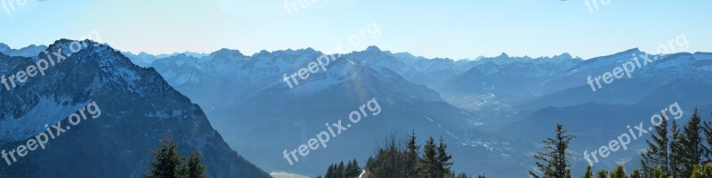 Panorama Alpine Winter Mountains Allgäu