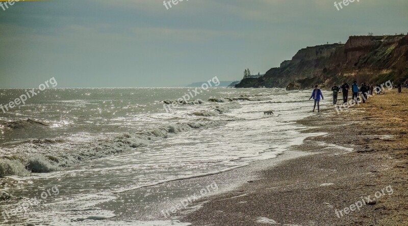 Sea Odessa People Dog Stroll