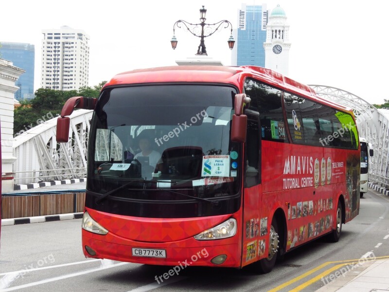 Bus Singapore Transport Red Bus City