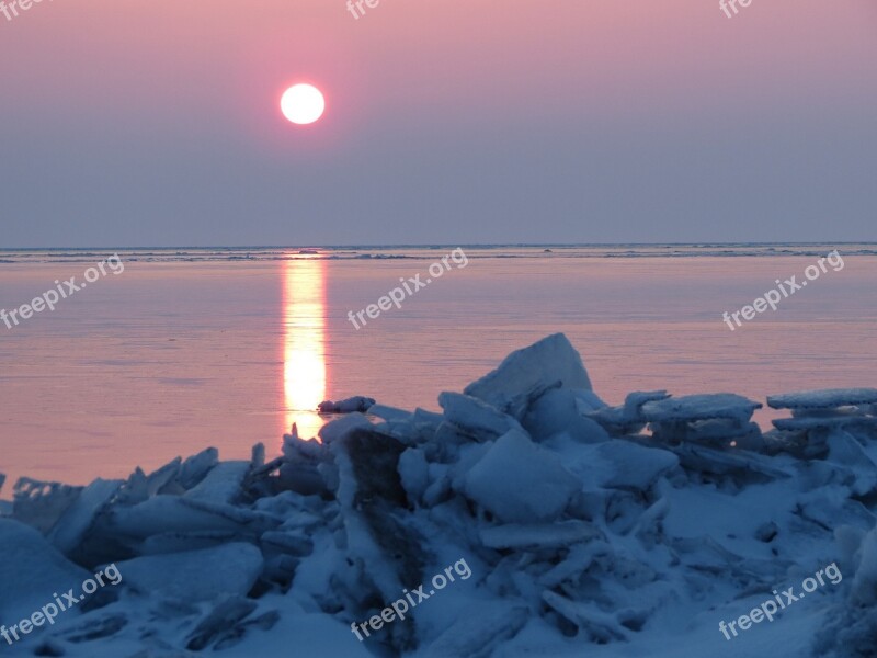 Sea Sunset Evening Calm Beach