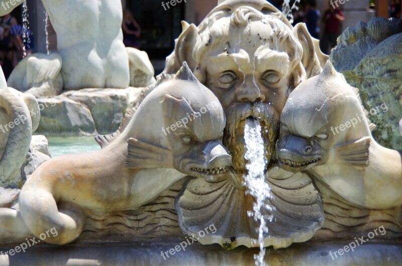 Italy Rome Plazza Del Popolo Fountain Neptune