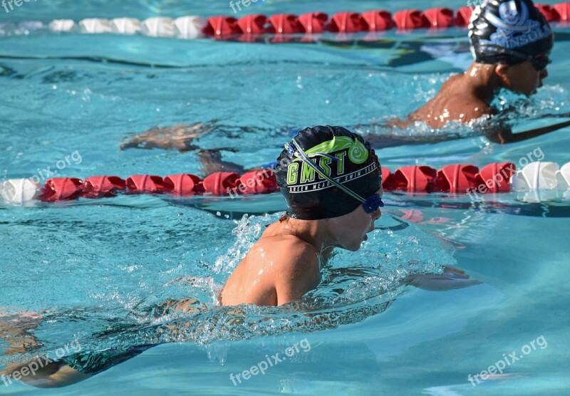 Young Swimmer Breaststroke Swim Meet Swimming Activity