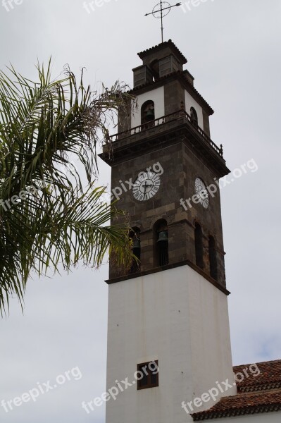 Steeple Mediterranean Tower Clock Tower Tenerife