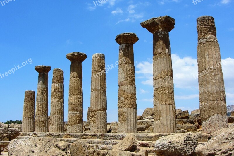 Sicily Valle Dei Templi Temple Greek Ruine