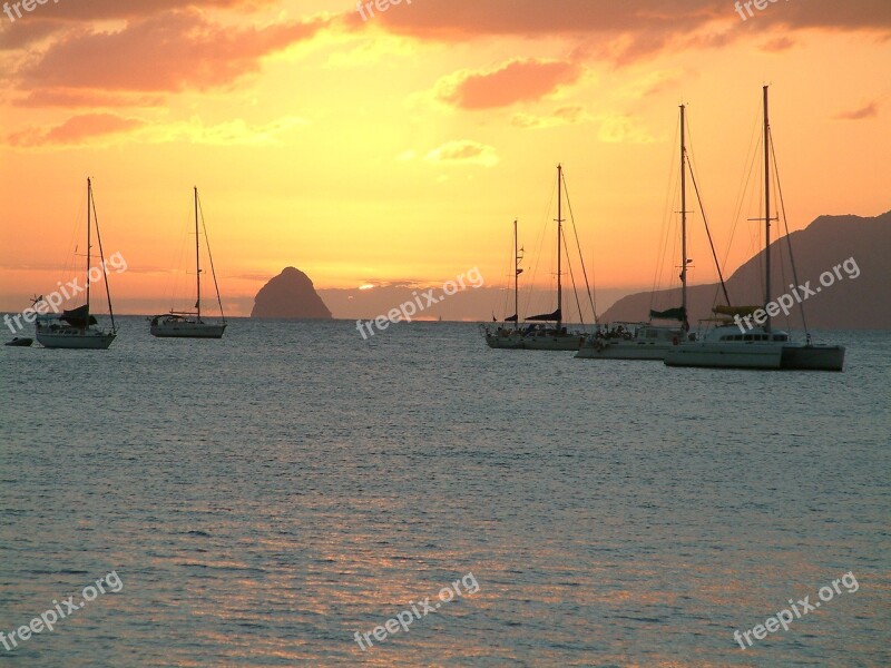 Martinique Landscape Caribbean Sunset Free Photos