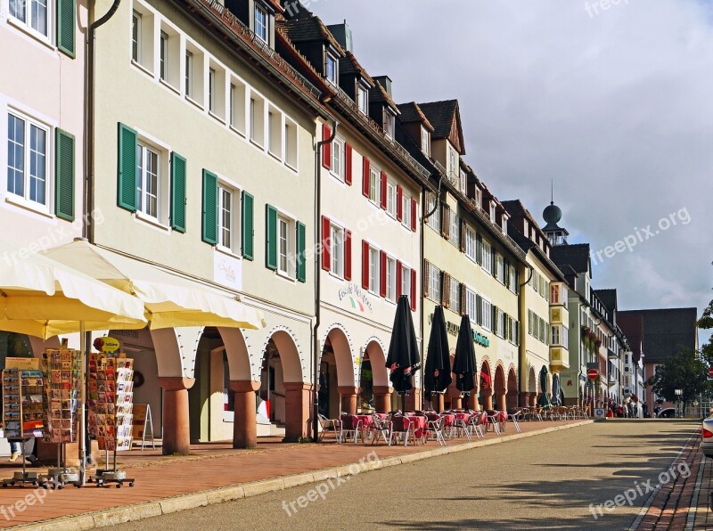 Freudenstadt Historic Market Square Row Of Houses Archway Outside Catering