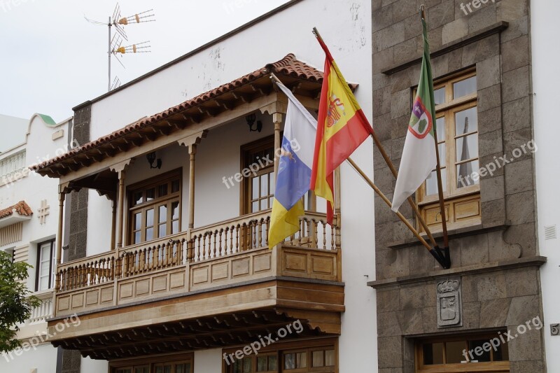 Wood Balcony Town Hall Tenerife Canary Islands Architectural Style