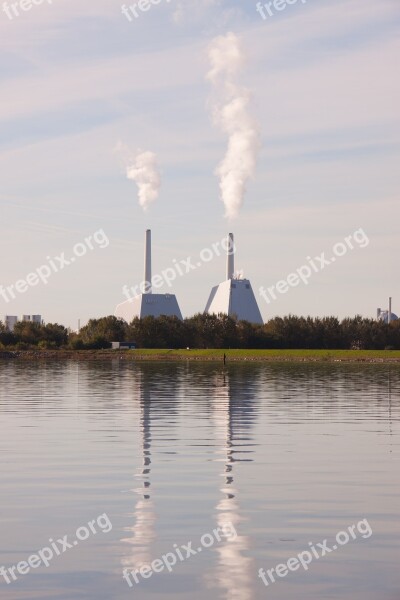 Energy Plant Smoke Cloud Reflections