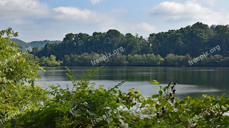 Melton Lake On Hazy Day Clinch River Tennessee Smoky Mountains Landscape