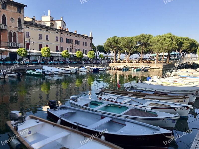 Italy Desenzano Lago Di Garda Lake Reflection