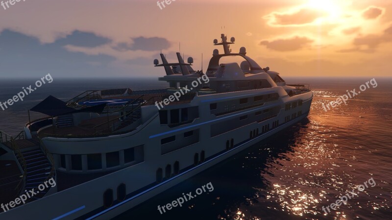 Gta V Yacht Sunset Video Game Free Photos