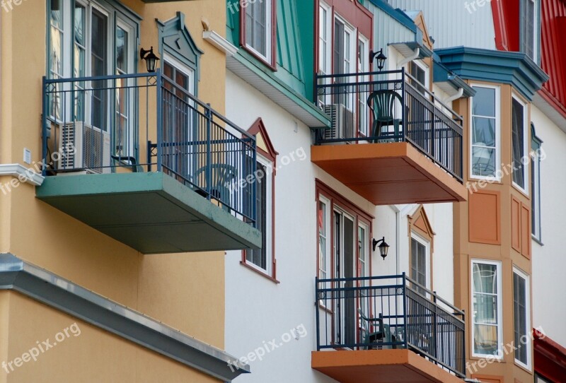 Balcony Building Wall Windows Colorful