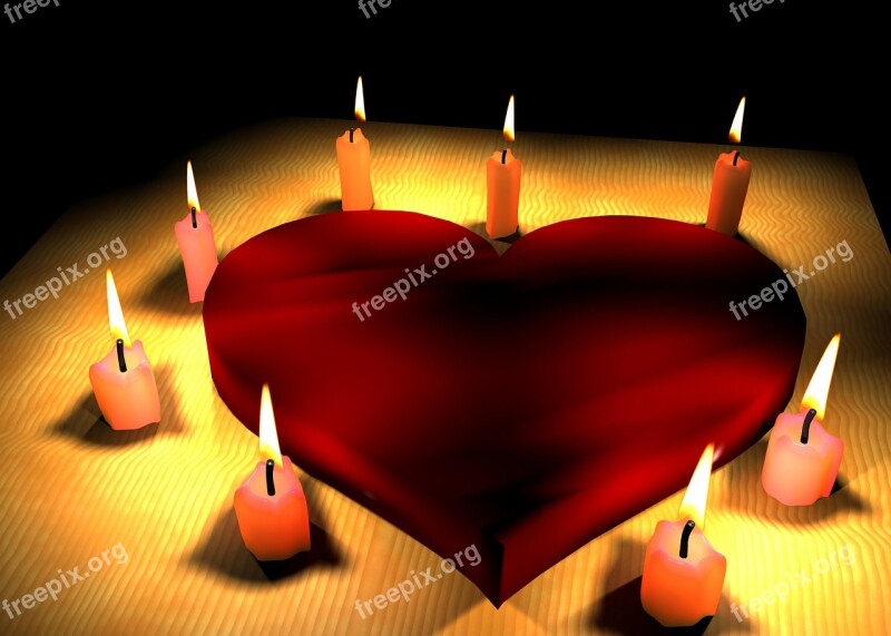 Heart Love Candle Light Wax