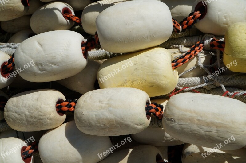 White Fishing Floats Fish Net