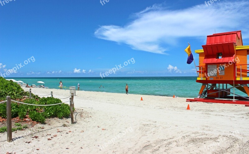 Miami Beach Beach Florida Sand Ocean