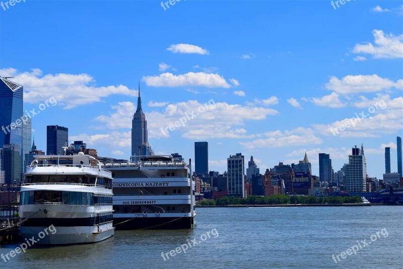 Cruise Ship New York City Manhattan Skyline Harbor