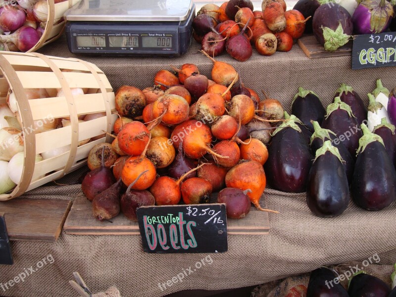 Beets Eggplants Onions Vegetables Farmers Market