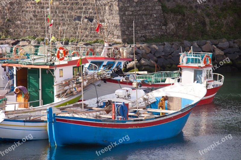 Fishing Boats Portuguese Acores Harbour