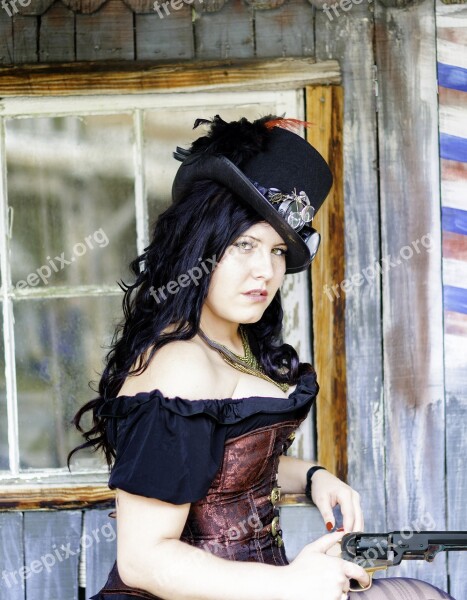 Pretty Girl Western Steam Punk Gun Girl