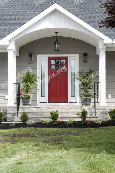 Red Door Porch Exterior Home Door